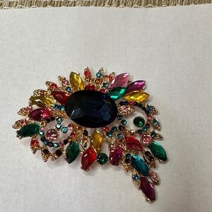 Multicolor Gemstone Brooch|Modern| Large Fun Colorful